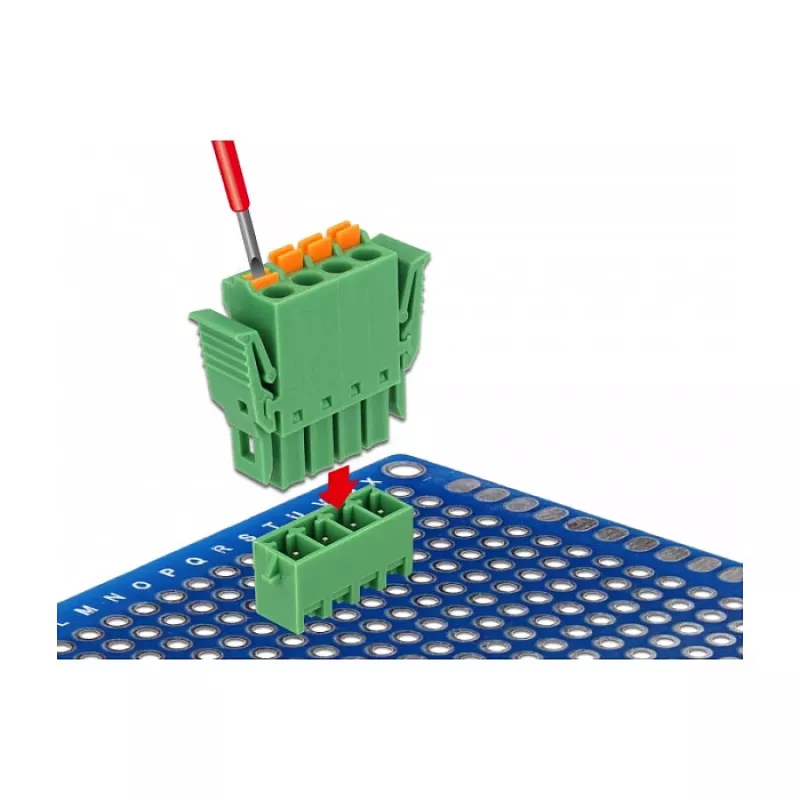 Delock klemmenblokset voor printplaat 4-polig 3,81 mm rastermaat verticaal (65970)
