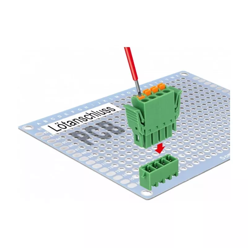 Delock klemmenblokset voor printplaat 4-polig 3,81 mm rastermaat verticaal (65970)