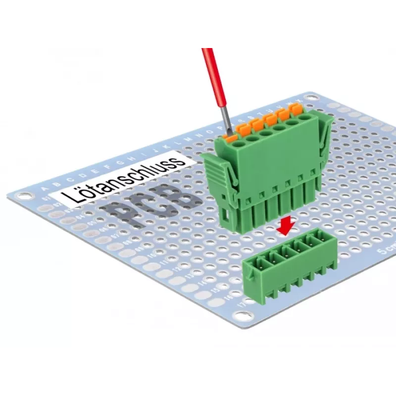 Delock klemmenblokset voor printplaat 6-polig 3,81 mm rastermaat verticaal (65972)