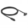 Delock TOSLINK-kabel, 90° haakse stekker naar rechte stekker, 4 mm diameter, 2 m, zwart