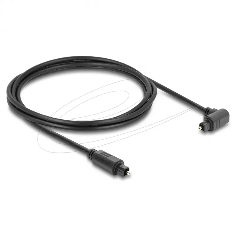 Delock TOSLINK-kabel, 90° haakse stekker naar rechte stekker, 4 mm diameter, 2 m, zwart