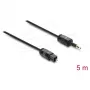 Delock TOSLINK-kabel mini TOSLINK 3,5 mm stekker naar TOSLINK stekker, Ø 2,2 mm, 5 m, zwart