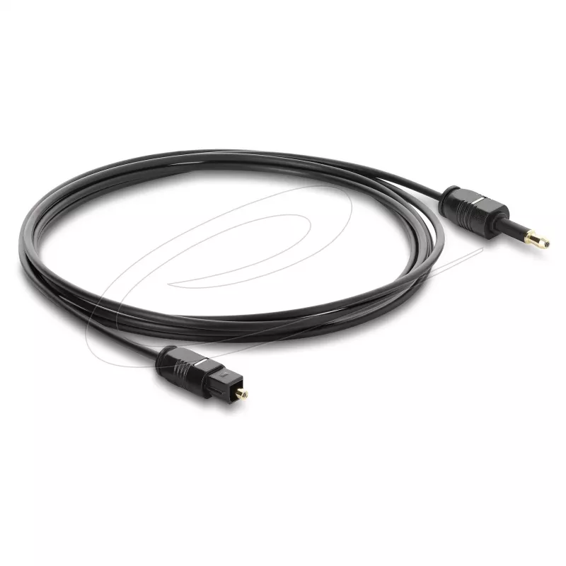 Delock TOSLINK-kabel mini TOSLINK 3,5-mm-stekker naar TOSLINK-stekker, Ø 2,2 mm, 1,5 m, zwart