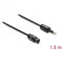 Delock TOSLINK-kabel mini TOSLINK 3,5-mm-stekker naar TOSLINK-stekker, Ø 2,2 mm, 1,5 m, zwart