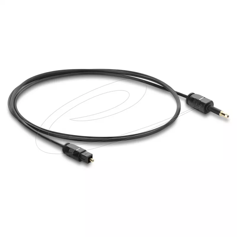 Delock TOSLINK-kabel mini TOSLINK 3,5mm-stekker naar TOSLINK-stekker, Ø 2,2 mm, 1 m, zwart