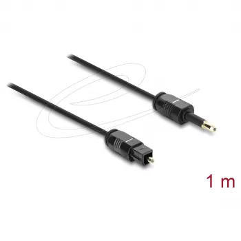 Delock TOSLINK-kabel mini TOSLINK 3,5mm-stekker naar TOSLINK-stekker, Ø 2,2 mm, 1 m, zwart