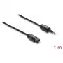 Delock TOSLINK-kabel mini TOSLINK 3,5mm-stekker naar TOSLINK-stekker, Ø 2,2 mm, 1 m, zwart