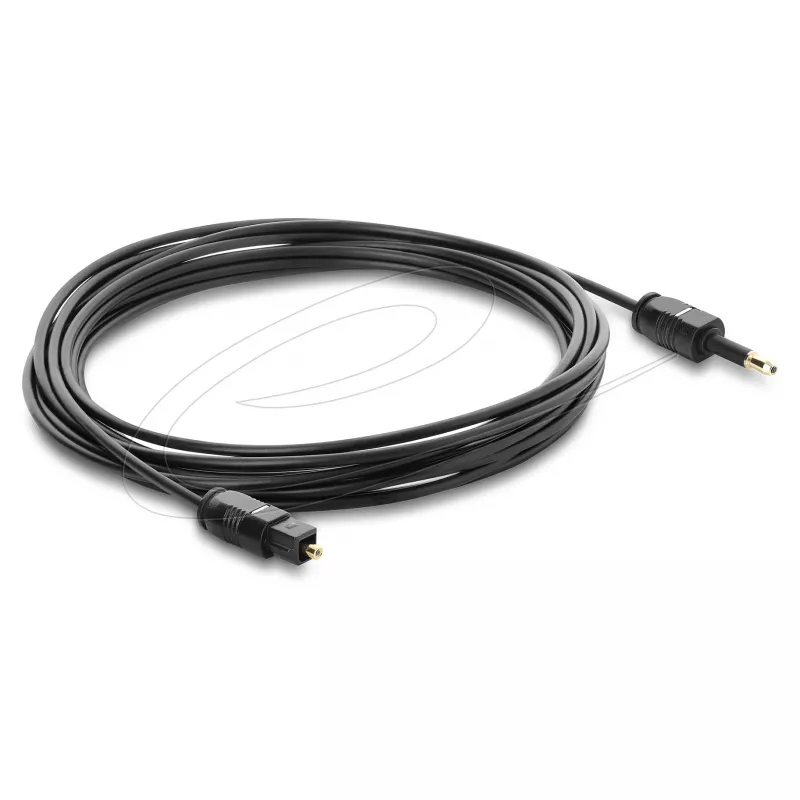 Delock TOSLINK-kabel mini TOSLINK 3,5-mm-stekker naar TOSLINK-stekker, Ø 2,2 mm, 3 m, zwart