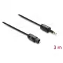 Delock TOSLINK-kabel mini TOSLINK 3,5-mm-stekker naar TOSLINK-stekker, Ø 2,2 mm, 3 m, zwart