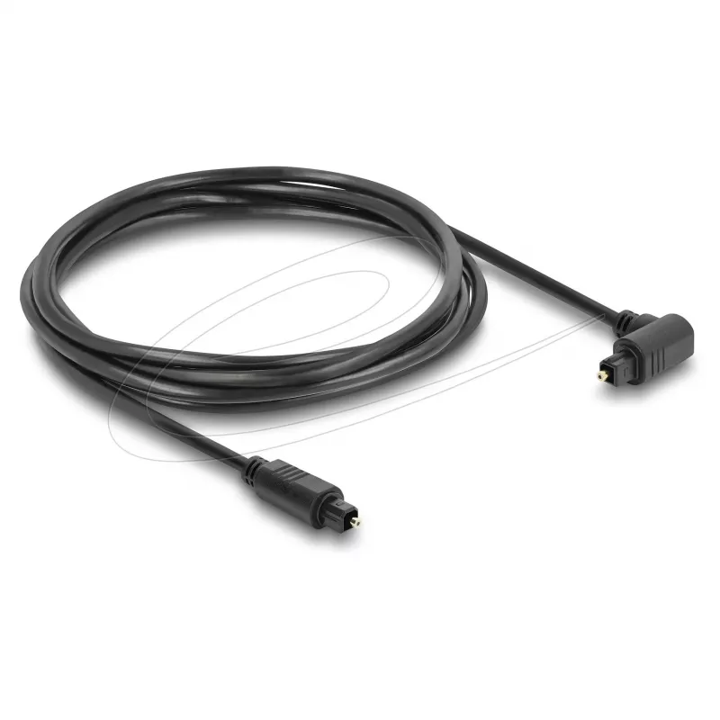 Delock TOSLINK digitale optische audiokabel, 90° haaks naar recht, 1,5 m, 4 mm, zwart