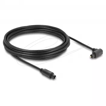 Delock TOSLINK optische audiokabel 5m, 90° haakse naar rechte stekker, 4mm, zwart