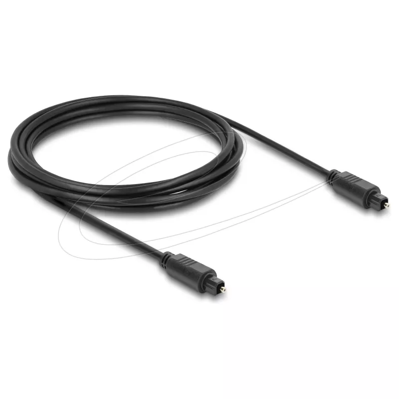 Delock TOSLINK optische audiokabel, stekker naar stekker, 3 m, 4 mm, zwart