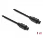 Delock TOSLINK optische audiokabel, stekker naar stekker, 4 mm diameter, 1 m, zwart