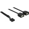 Delock USB 2.0 pin-header naar 2 x Type-A bus adapterkabel 40 cm 83823