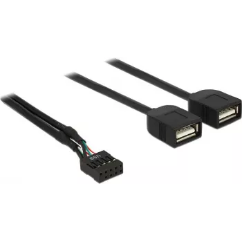 Delock USB 2.0 pin-header naar 2 x Type-A bus adapterkabel 40 cm 83823