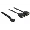 Delock USB 2.0 pin-header naar 2 x Type-A bus adapterkabel 40 cm 83823