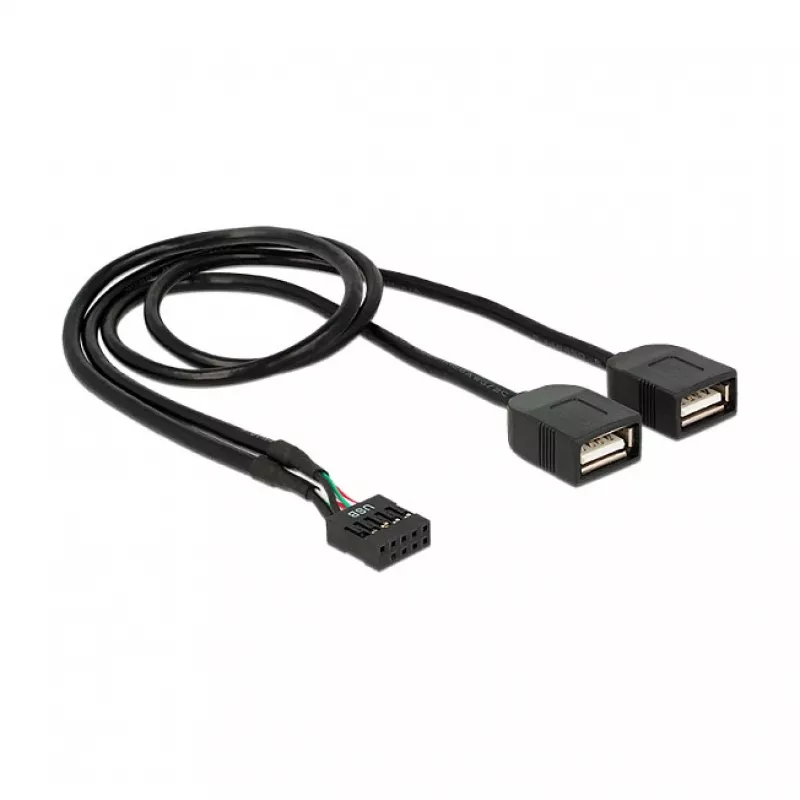 Delock USB 2.0 pin-header naar 2 x Type-A bus adapterkabel 40 cm 83823