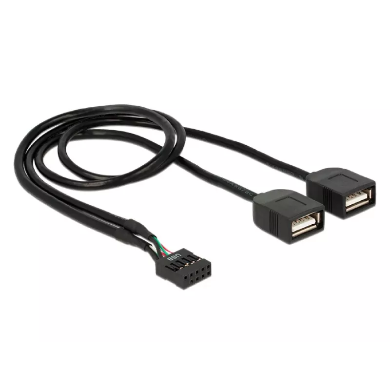 Delock USB 2.0 pin-header naar 2 x Type-A bus adapterkabel 40 cm 83823