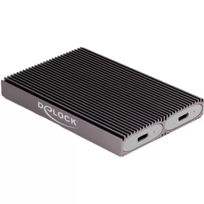 Delock USB Type-C dual combo behuizing voor 2 x M.2 NVMe PCIe of SATA SSD - gereedschaploos