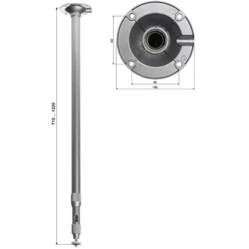 DELTA BR-60X120 telescoopplafondbeugel voor CCTV-camera's, 710–1220 mm, wit