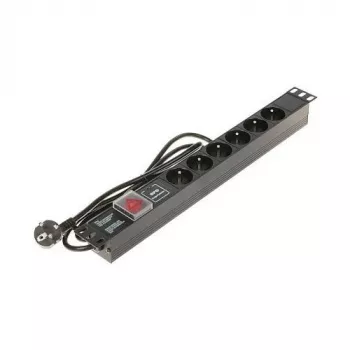 DELTA PD-6/R-SPD-1L stekkerdoos, 6 stopcontacten