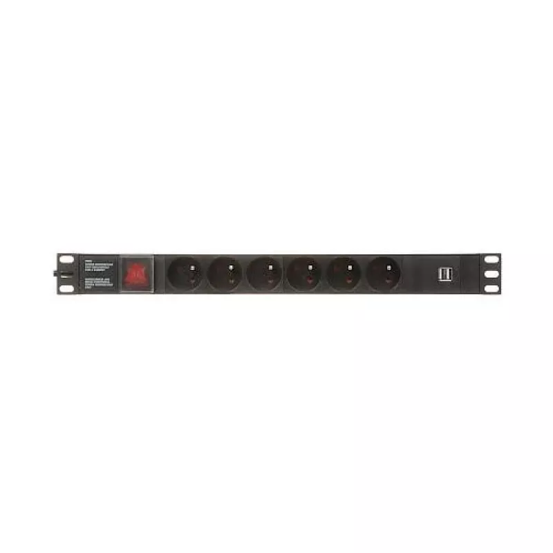 DELTA stekkerdoos 6 Schuko-stopcontacten PD-6/R-USB