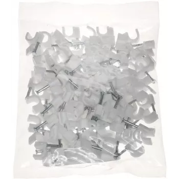 DELTA TRZ-7/100 kabelklem wit 100 stuks - 7 mm ronde nagelkabelhouder van polyethyleen voor kabelgeleiding binnenshuis