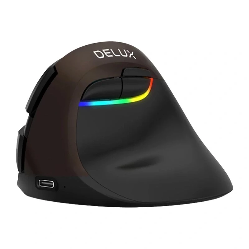 Delux M618 Mini Gold ergonomische muis - 2.4G / Bluetooth 5.0 / USB-C, 4000 DPI, rechtshandig verticaal