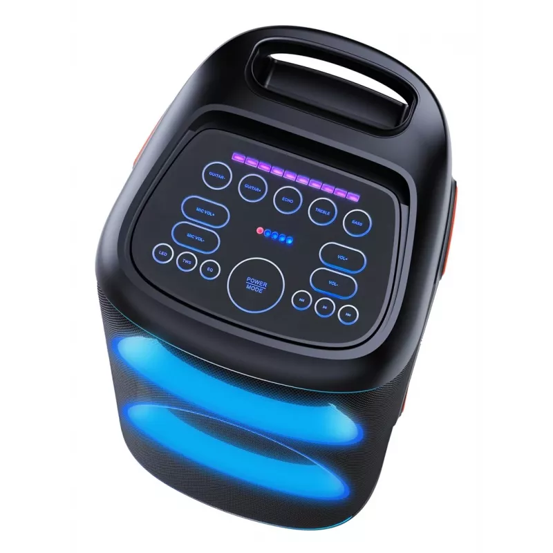 Denver BPS-470 Bluetooth-partyspeaker met karaoke, 2000W PMPO, 20W RMS, LED-verlichting, FM-radio, TWS, incl. microfoon, zwart