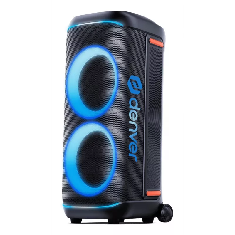 Denver BPS-470 Bluetooth-partyspeaker met karaoke, 2000W PMPO, 20W RMS, LED-verlichting, FM-radio, TWS, incl. microfoon, zwart