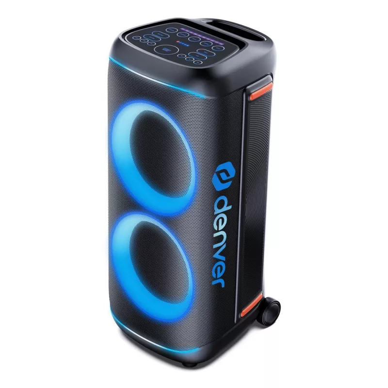 Denver BPS-470 Bluetooth-partyspeaker met karaoke, 2000W PMPO, 20W RMS, LED-verlichting, FM-radio, TWS, incl. microfoon, zwart