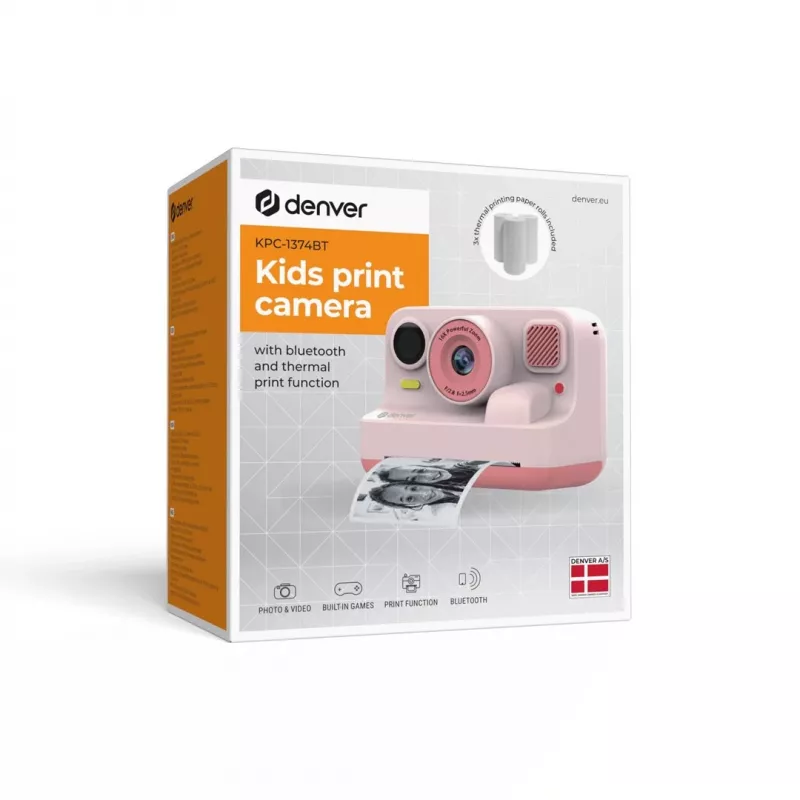 Denver KPC-1374BTRO kinder digitale camera met Bluetooth, roze