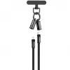 Devia 2-in-1 USB-C naar Lightning kabel lanyard 1,2m 27W Zwart