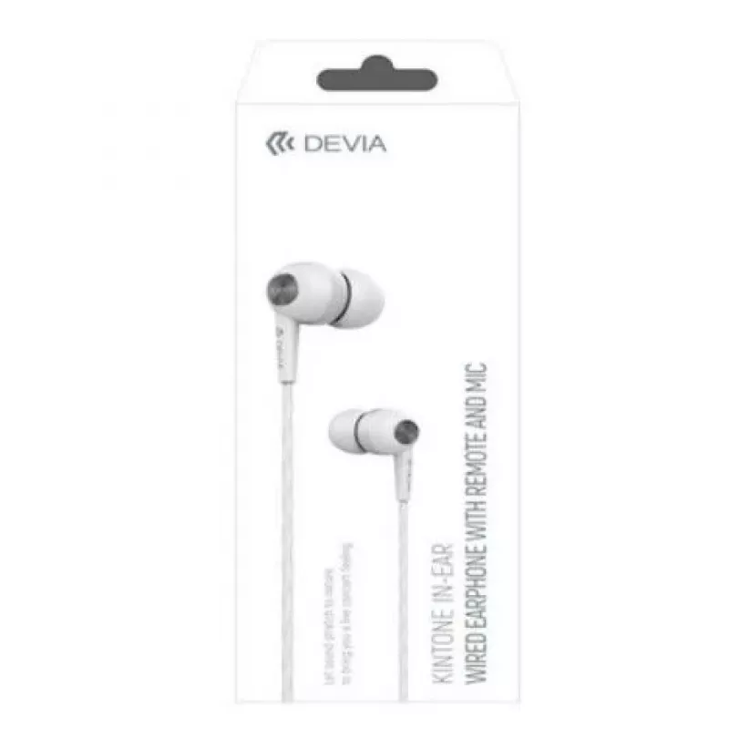 Devia Kintone bedrade oordopjes met 3,5mm-jackplug, wit