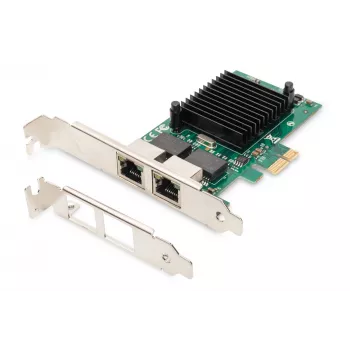 DIGITUS 2-poorts Gigabit Ethernet netwerkkaart, RJ45, PCI Express, Intel I210-AT chipset (DN-1013-2)