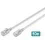 DIGITUS CAT 6A F-FTP slim patchkabel, 1 m, grijs, 10-pack, LSZH, 10Gbps