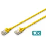 DIGITUS CAT 6A F-FTP slim patchkabel, 1 m, geel, 10-pack, LSZH, 10 Gbit/s, 500 MHz