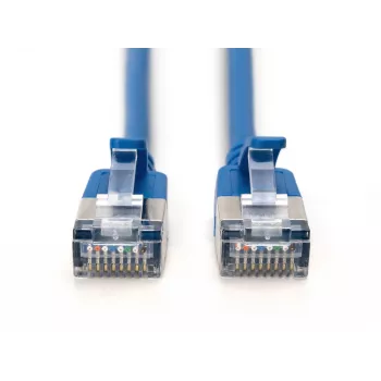 DIGITUS CAT 6A F/FTP slim patchkabel, 3 m, blauw, 10-pack, LSZH, RJ45, 10 Gbps