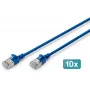 DIGITUS CAT 6A F/FTP slim patchkabel, 3 m, blauw, 10-pack, LSZH, RJ45, 10 Gbps