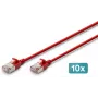 DIGITUS CAT 6A F-FTP slim patchkabel, 3 m, rood, 10-pack, LSZH, 10 Gbit/s, 500 MHz