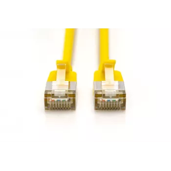 Digitus CAT 6A F/FTP Slim patchkabel, 5 m, geel, 10-pack, LSZH, 10GBase-T, 500 MHz, Snagless