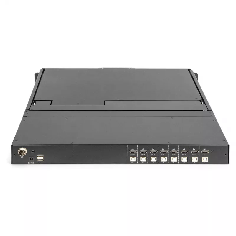 DIGITUS modulaire 19 inch HD-LCD-KVM-console met 8-poorts HDMI-KVM-switch, touchpad, Duits toetsenbordlayout