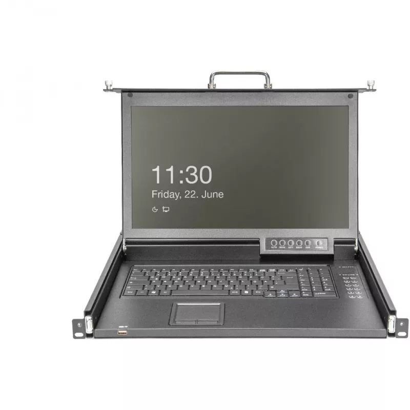 DIGITUS modulaire console 17 inch HD LCD, 8-poorts CAT5 KVM, Duitse toetsenbordindeling