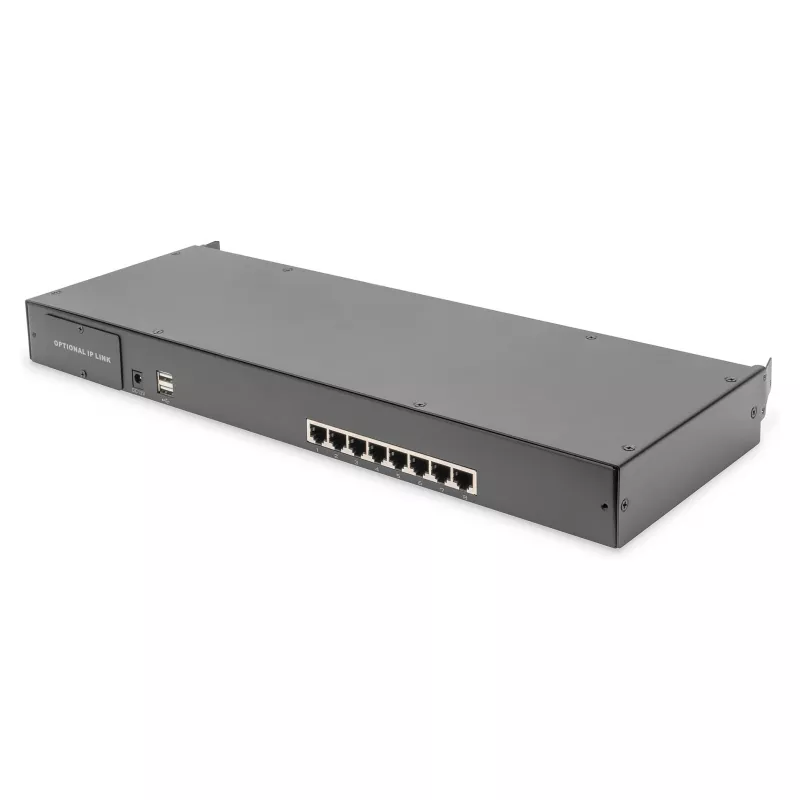 DIGITUS modulaire console 17 inch HD LCD, 8-poorts CAT5 KVM, Duitse toetsenbordindeling