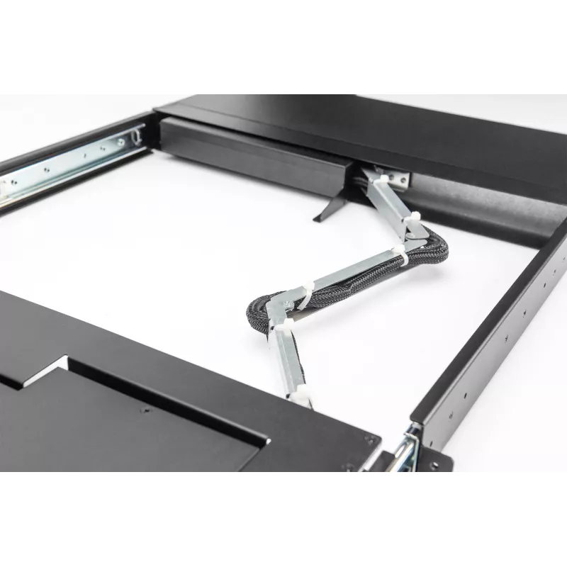 DIGITUS Modulaire HD LCD KVM-console met 17 inch TFT, 16-poorts CAT 5 KVM-aansluiting, touchpad, Duitse toetsenbordindeling