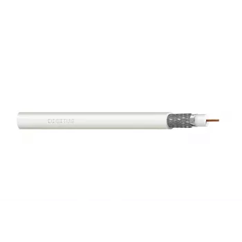 DIGITUS RG-6 coaxkabel, 75 Ohm, dubbel afgeschermd (2x folie + 77% vlechtwerk), Eca, PVC, 100 m, wit