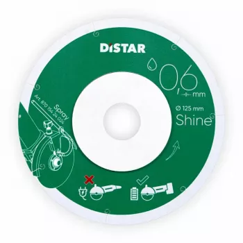 DISTAR SHINE diamantschijf 125 x 0,6 x 22,23 mm doorlopende rand voor keramische en porseleinen tegels