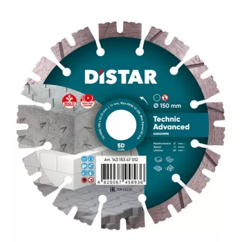 DISTAR TECHNIC ADVANCED diamantschijf 150 mm x 22,23 mm gesegmenteerd, lasergelast, voor beton en steen