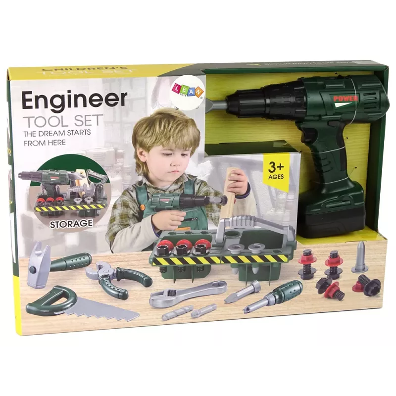 DIY Kit organizer accu-aangedreven schroevendraaier Groen 13473 Lean Toys