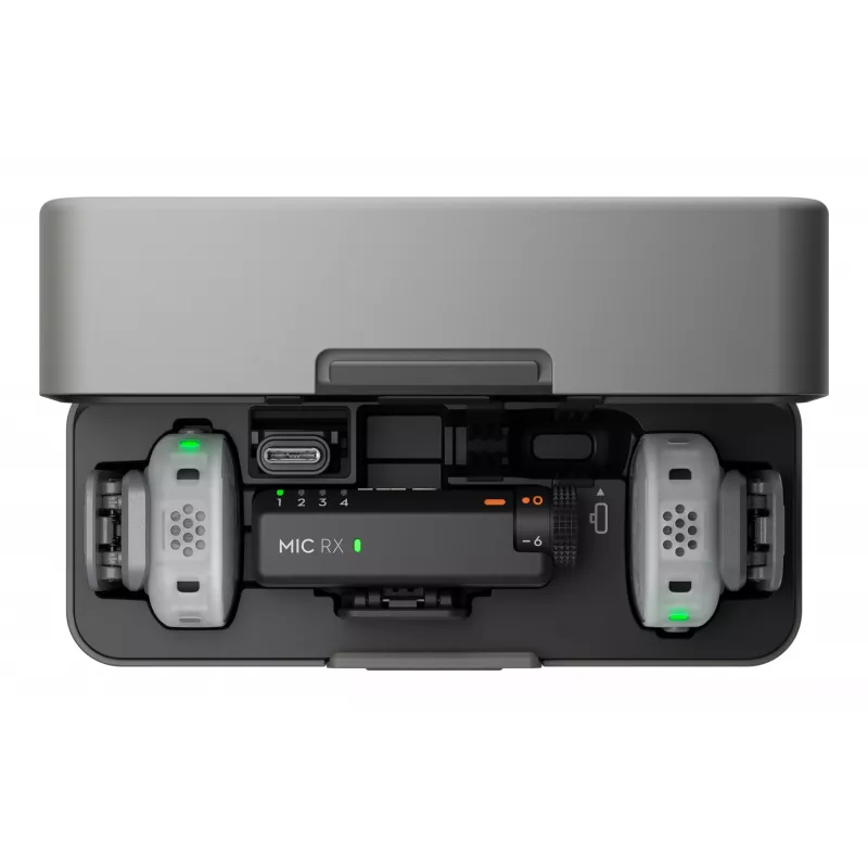 DJI Mic Mini 2S draadloos microfoonsysteem (2 zenders + 1 ontvanger + oplaadcase)